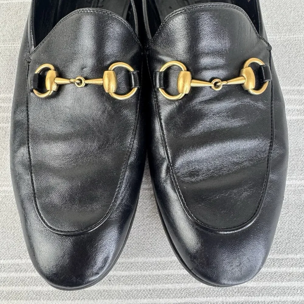 Gucci Brixton Horsebit Leather Loafers Slip On Slipper Preppy Luxury Black 8/8.5